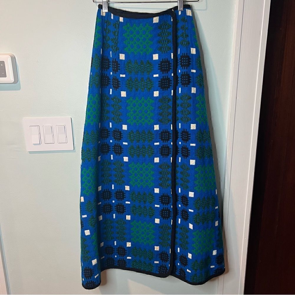 Unique David Designs Wrap Geometrical Print Wool Maxi Skirt Size XXS